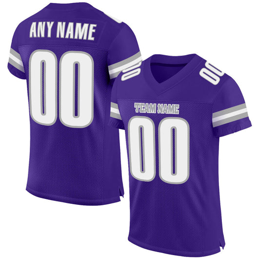 Custom Purple White-Gray Mesh Authentic Football Jersey - Sky-Custom