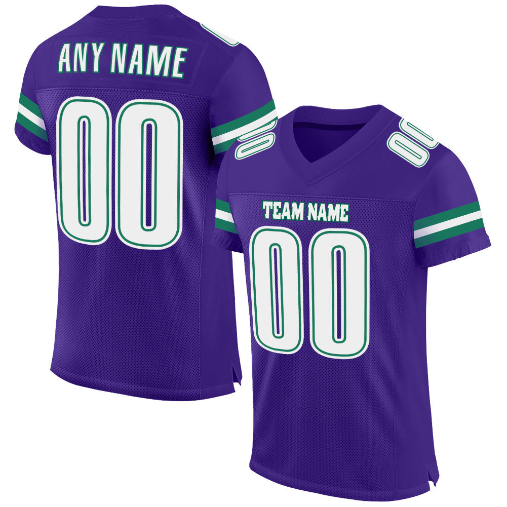 Custom Purple White-Kelly Green Mesh Authentic Football Jersey - Sky-Custom