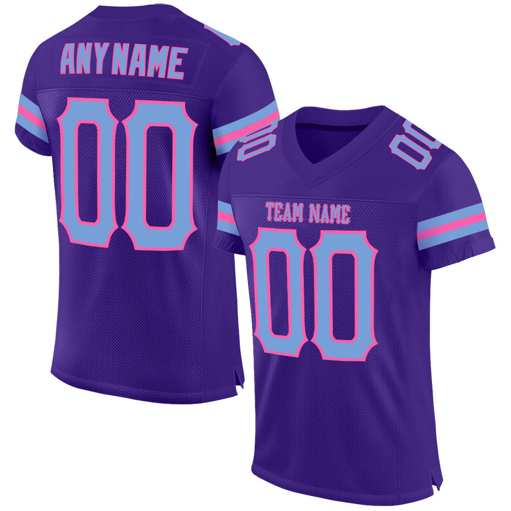 Custom Purple Light Blue-Pink Mesh Authentic Football Jersey - Sky-Custom