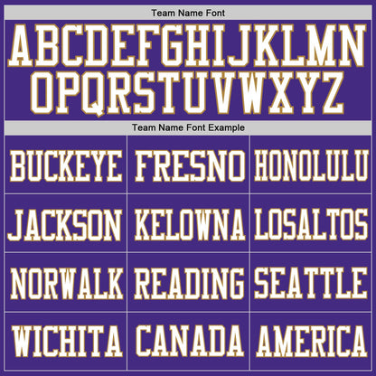 Custom Purple Old Gold-White Mesh Authentic Football Jersey - Sky-Custom