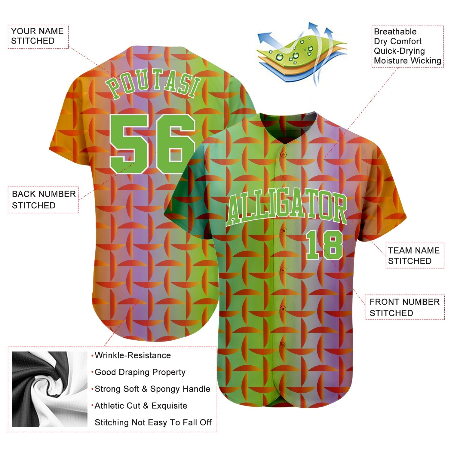 Custom Purple Neon Green-White 3D Pattern Design Authentic Baseball Jersey - Sky-Custom