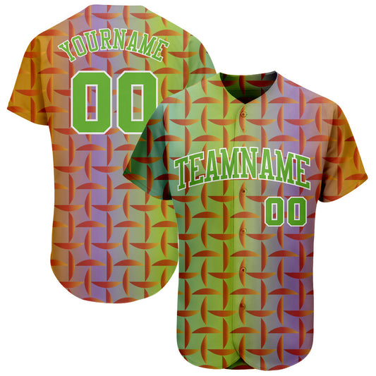 Custom Purple Neon Green-White 3D Pattern Design Authentic Baseball Jersey - Sky-Custom