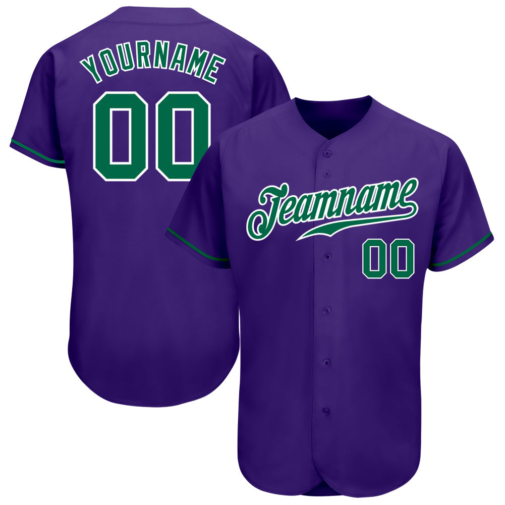 Custom Purple Kelly Green-White Authentic Baseball Jersey - Sky-Custom