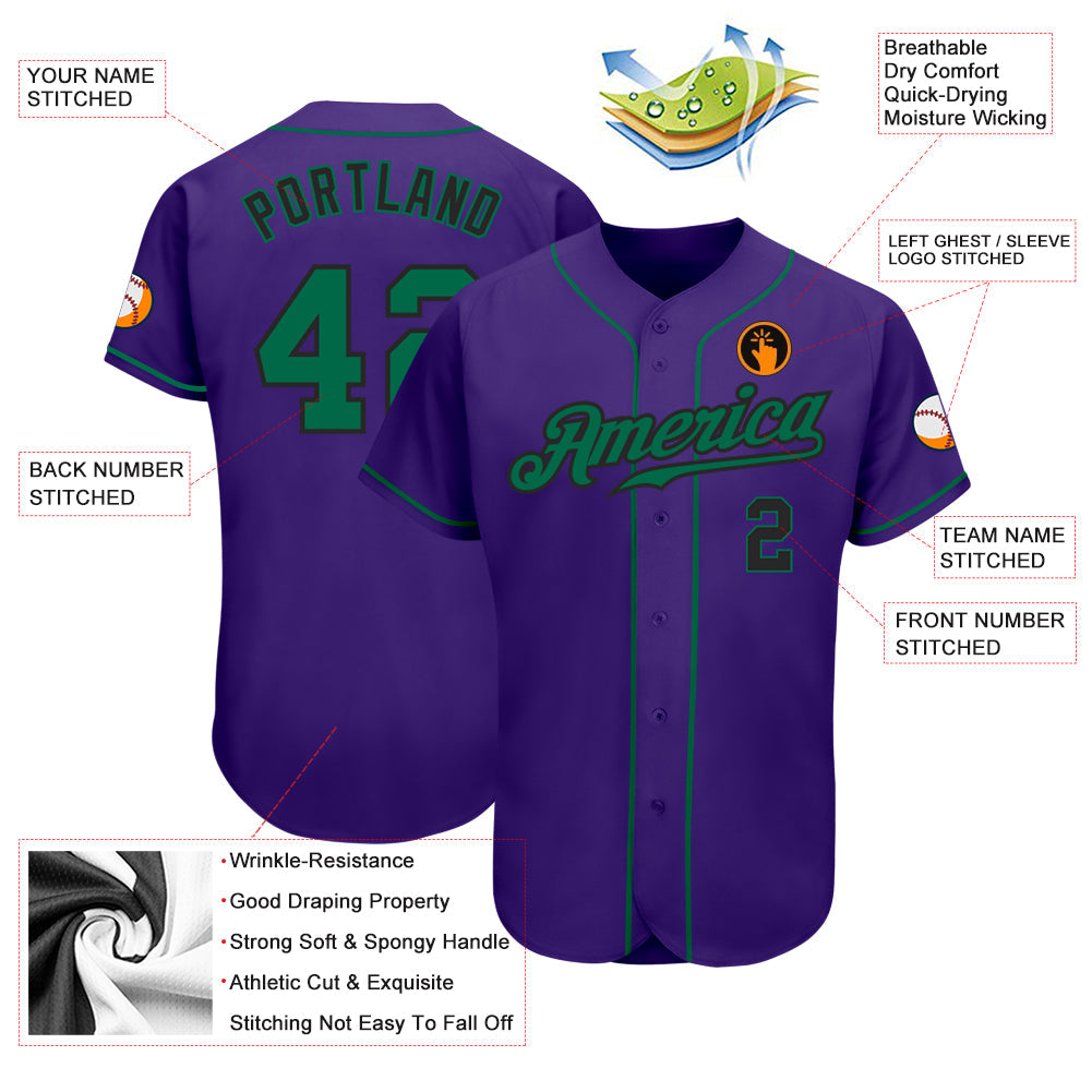 Custom Purple Kelly Green-Black Authentic Baseball Jersey - Sky-Custom