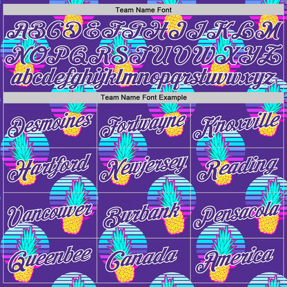Custom Purple Purple-White 3D Pattern Design Pineapples Authentic Basketball Jersey - Sky-Custom