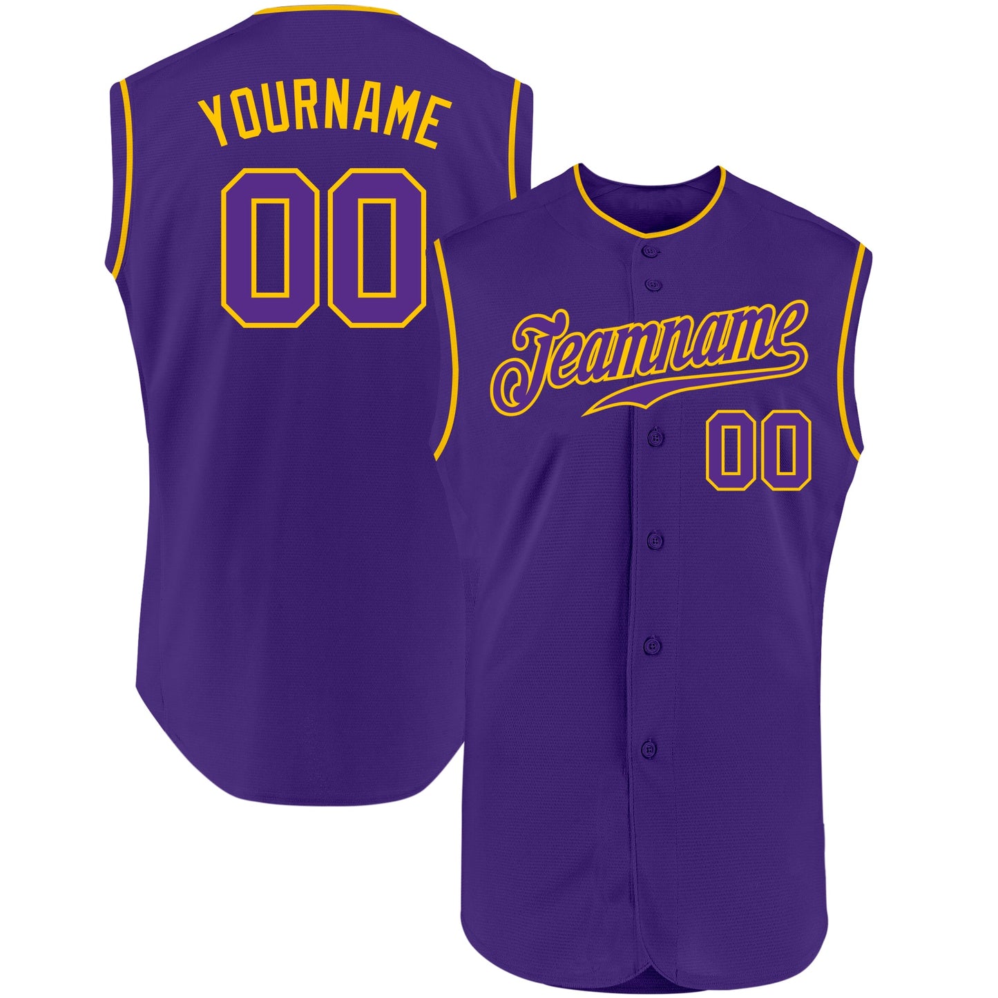 Custom Purple Purple-Gold Authentic Sleeveless Baseball Jersey - Sky-Custom