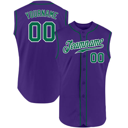 Custom Purple Kelly Green-White Authentic Sleeveless Baseball Jersey - Sky-Custom