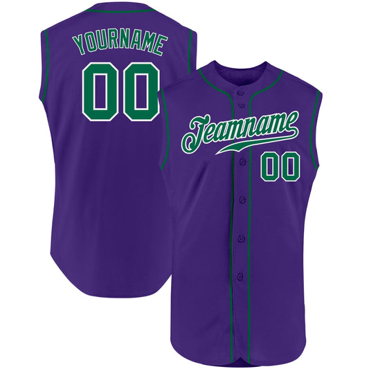 Custom Purple Kelly Green-White Authentic Sleeveless Baseball Jersey - Sky-Custom