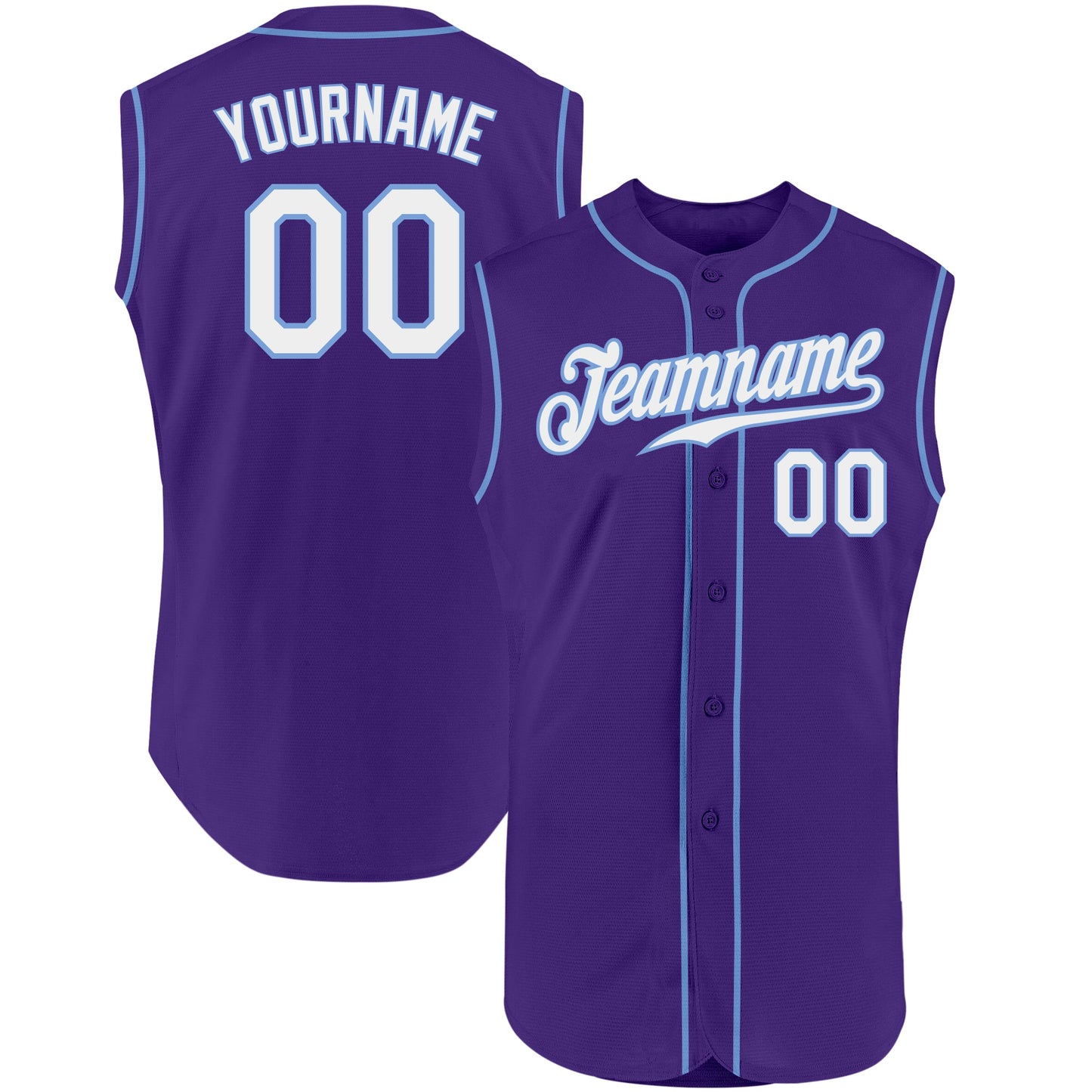 Custom Purple White-Light Blue Authentic Sleeveless Baseball Jersey - Sky-Custom
