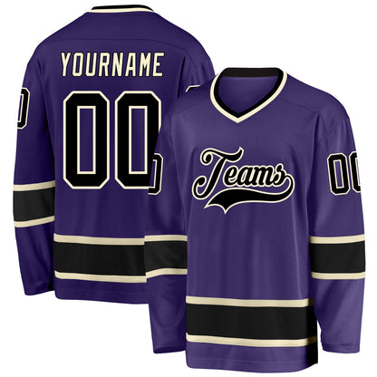 Custom Purple Black-Cream Hockey Jersey - Sky-Custom