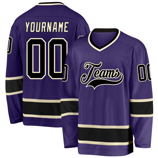 Custom Purple Black-Cream Hockey Jersey - Sky-Custom