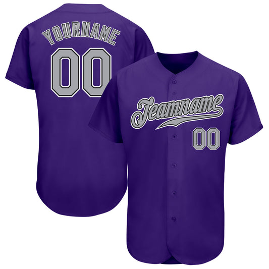 Custom Purple Gray-Black Authentic Baseball Jersey - Sky-Custom