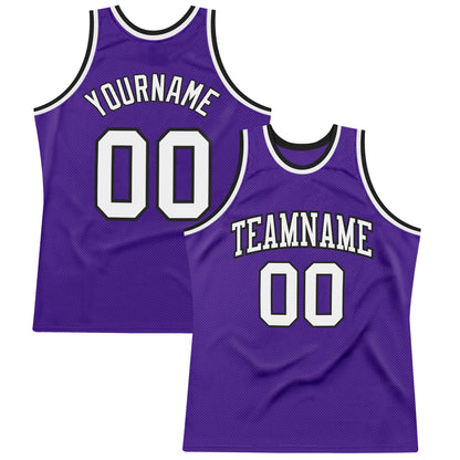 Custom Purple White-Black Authentic Throwback Basketball Jersey - Sky-Custom