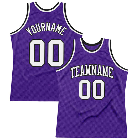 Custom Purple White-Black Authentic Throwback Basketball Jersey - Sky-Custom