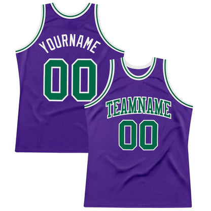 Custom Purple Kelly Green-White Authentic Throwback Basketball Jersey - Sky-Custom