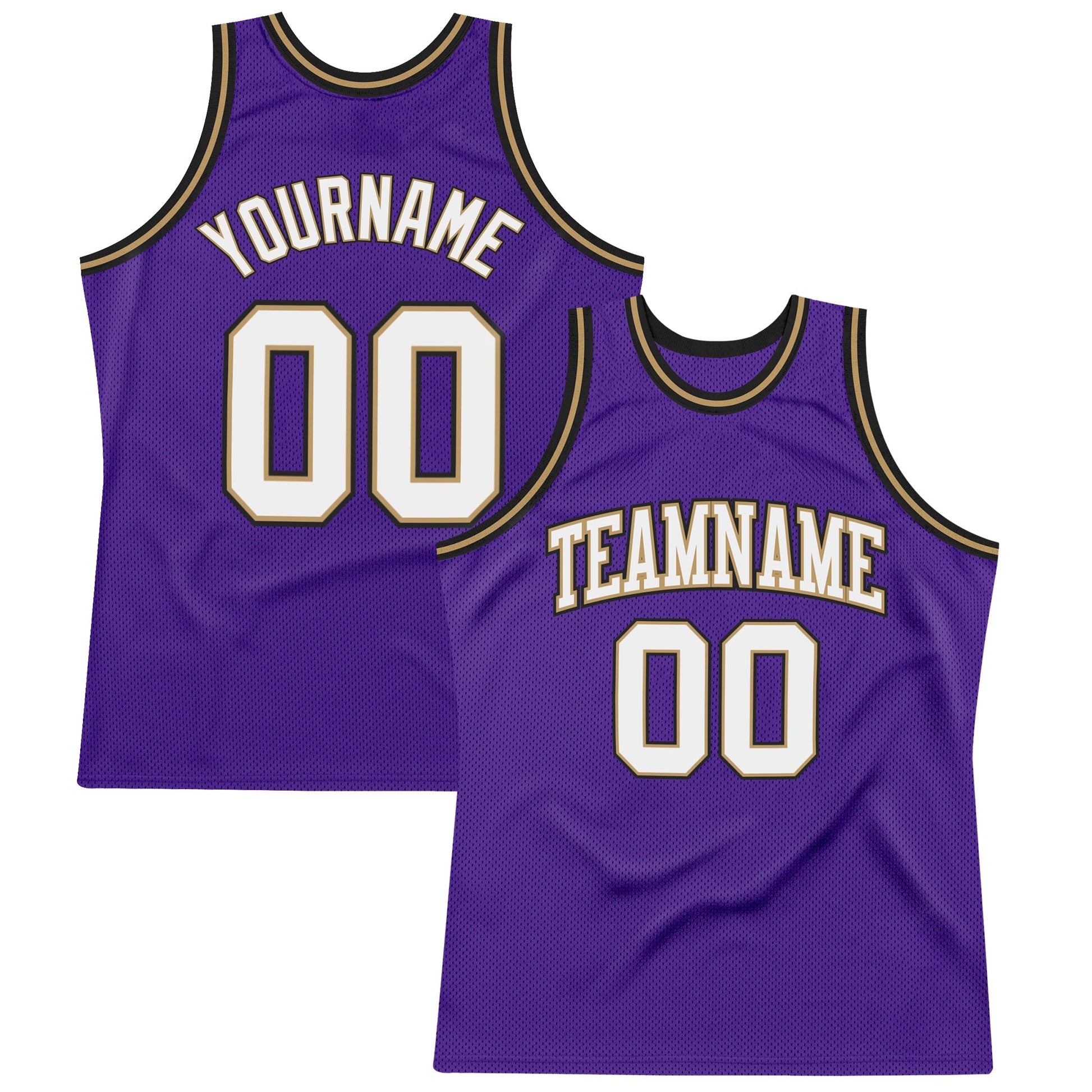 Custom Purple White-Old Gold Authentic Throwback Basketball Jersey - Sky-Custom