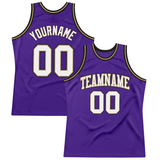 Custom Purple White-Old Gold Authentic Throwback Basketball Jersey - Sky-Custom