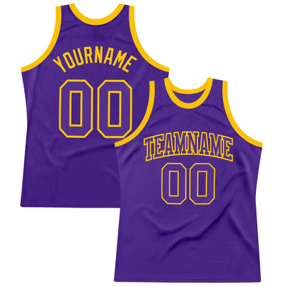 Custom Purple Purple-Gold Authentic Throwback Basketball Jersey - Sky-Custom