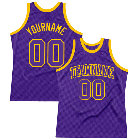 Custom Purple Purple-Gold Authentic Throwback Basketball Jersey - Sky-Custom