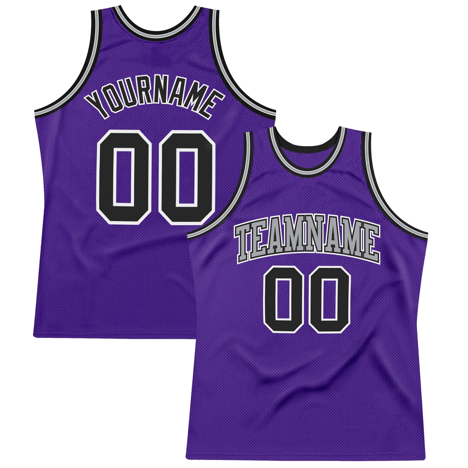 Custom Purple Black-White Authentic Throwback Basketball Jersey - Sky-Custom