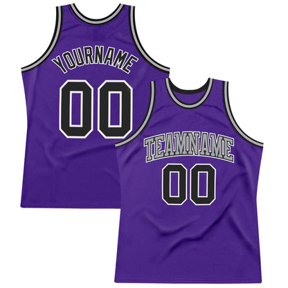 Custom Purple Black-White Authentic Throwback Basketball Jersey - Sky-Custom