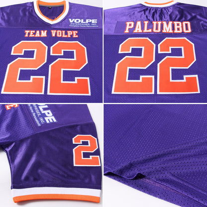 Custom Purple Orange-White Mesh Authentic Throwback Football Jersey - Sky-Custom