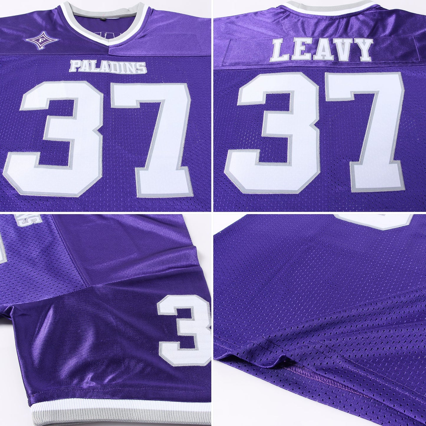 Custom Purple White-Gray Mesh Authentic Throwback Football Jersey - Sky-Custom