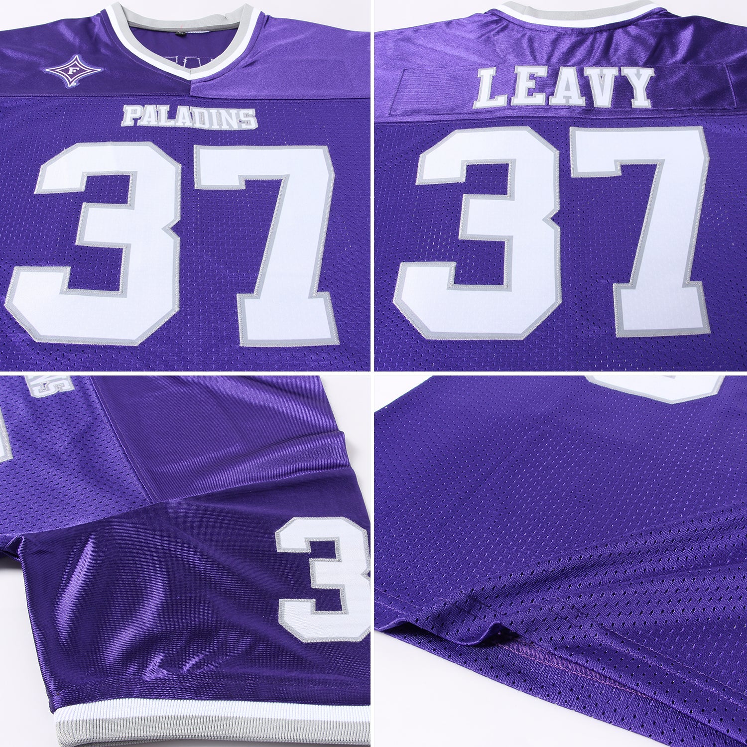 Custom Purple White-Gray Mesh Authentic Throwback Football Jersey - Sky-Custom