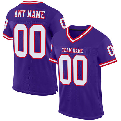 Custom Purple White-Red Mesh Authentic Throwback Football Jersey - Sky-Custom