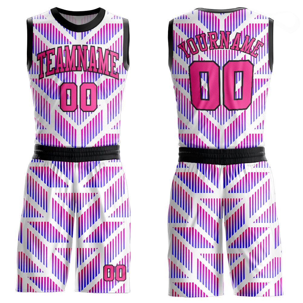 Custom Purple Pink-Black Round Neck Sublimation Basketball Suit Jersey - Sky-Custom
