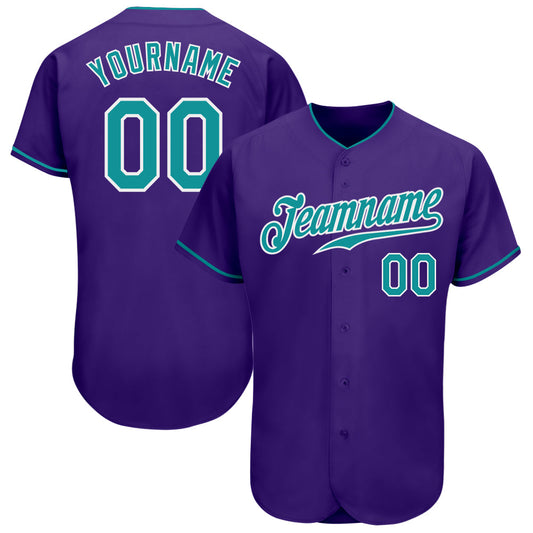 Custom Purple Teal-White Authentic Baseball Jersey - Sky-Custom