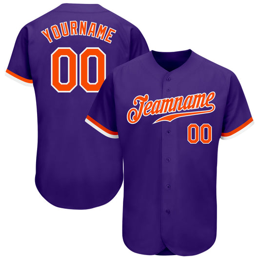 Custom Purple Orange-White Authentic Baseball Jersey - Sky-Custom