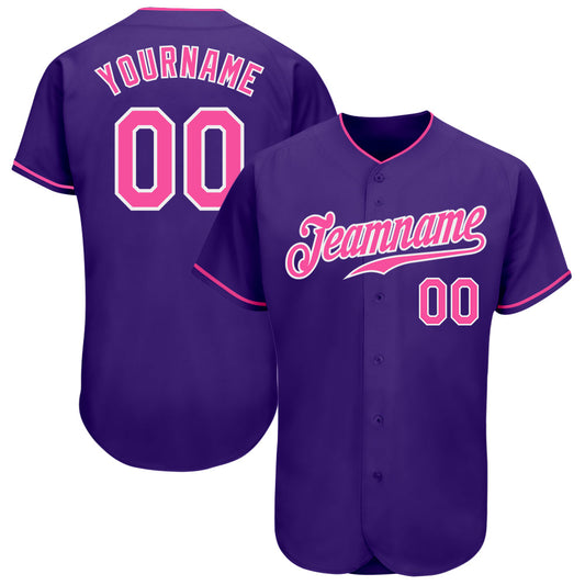 Custom Purple Pink-White Authentic Baseball Jersey - Sky-Custom