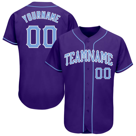 Custom Purple Light Blue-White Authentic Baseball Jersey - Sky-Custom