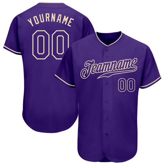 Custom Purple Purple-Cream Authentic Baseball Jersey - Sky-Custom