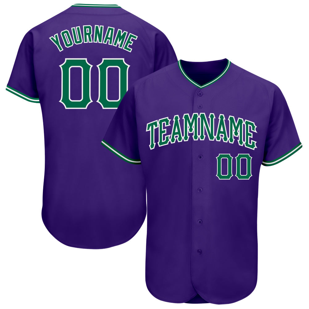 Custom Purple Kelly Green-White Authentic Baseball Jersey - Sky-Custom