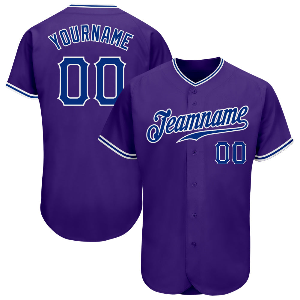 Custom Purple Royal-White Authentic Baseball Jersey - Sky-Custom
