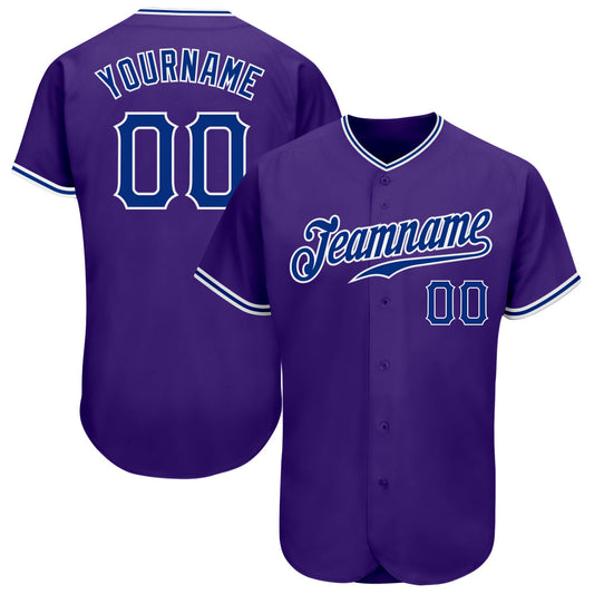 Custom Purple Royal-White Authentic Baseball Jersey - Sky-Custom