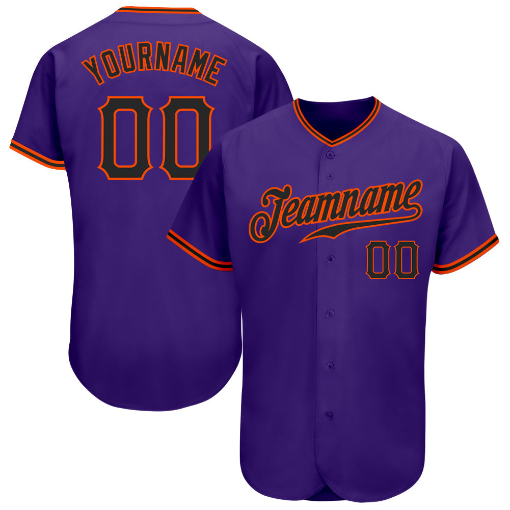Custom Purple Black-Orange Authentic Baseball Jersey - Sky-Custom