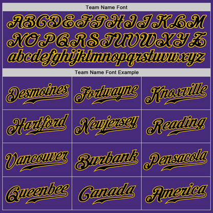 Custom Purple Black-Gold Authentic Baseball Jersey - Sky-Custom
