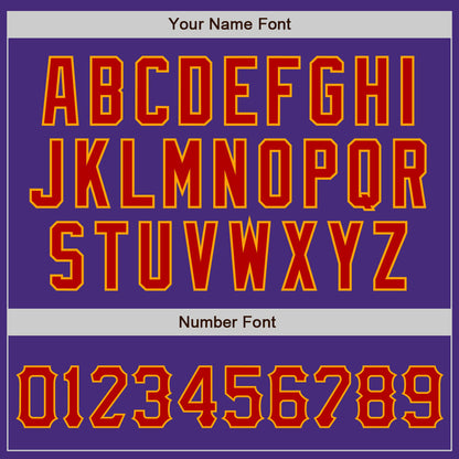 Custom Purple Red-Gold Authentic Baseball Jersey - Sky-Custom