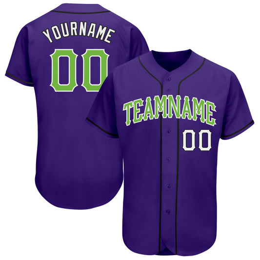 Custom Purple Neon Green White-Black Authentic Baseball Jersey - Sky-Custom