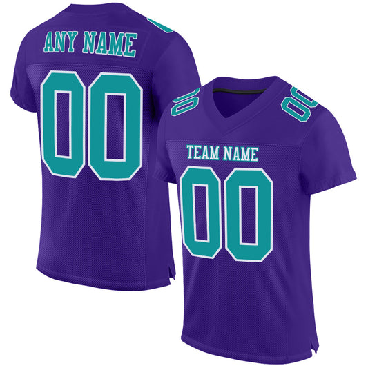 Custom Purple Aqua-White Mesh Authentic Football Jersey - Sky-Custom