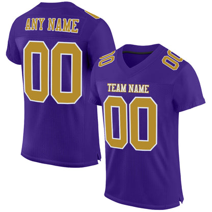 Custom Purple Old Gold-White Mesh Authentic Football Jersey - Sky-Custom