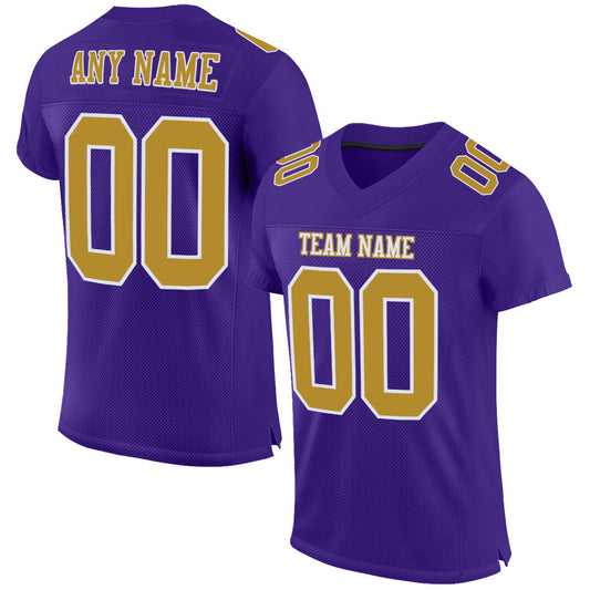 Custom Purple Old Gold-White Mesh Authentic Football Jersey - Sky-Custom
