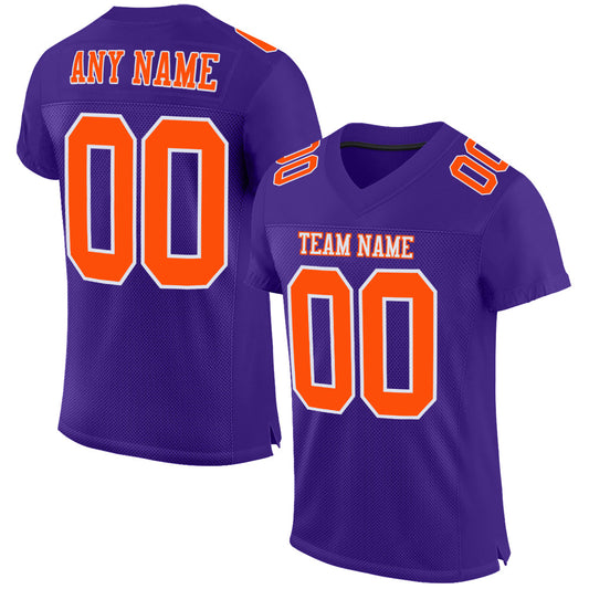 Custom Purple Orange-White Mesh Authentic Football Jersey - Sky-Custom