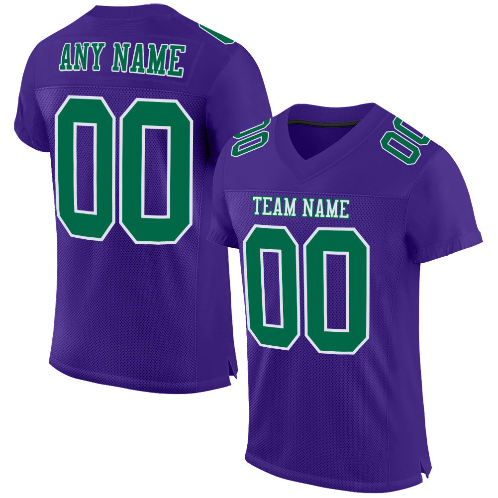 Custom Purple Kelly Green-White Mesh Authentic Football Jersey - Sky-Custom