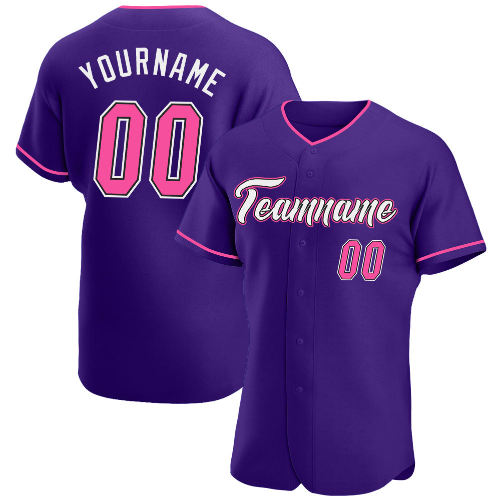 Custom Purple Pink-Black Authentic Baseball Jersey - Sky-Custom