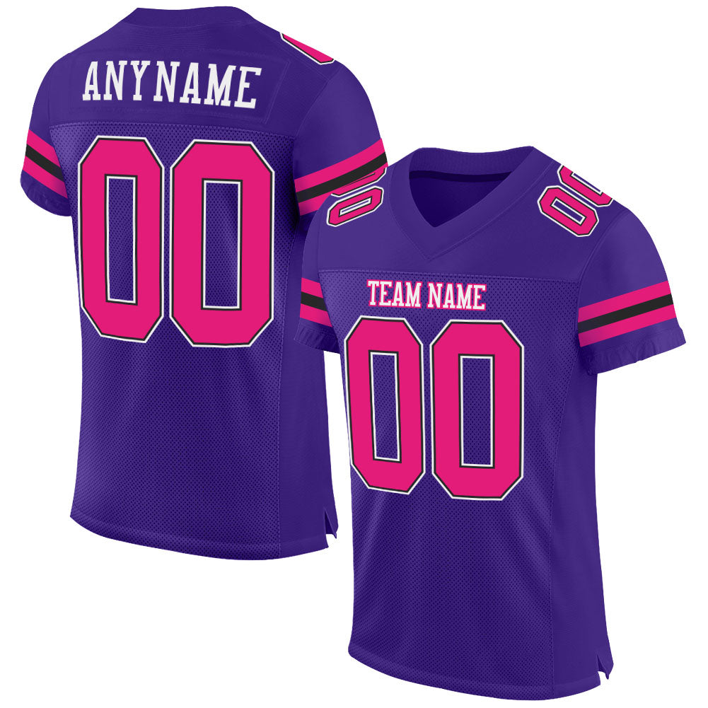 Custom Purple Hot Pink-Black Mesh Authentic Football Jersey - Sky-Custom
