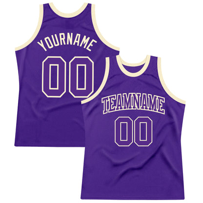Custom Purple Purple-Cream Authentic Throwback Basketball Jersey - Sky-Custom